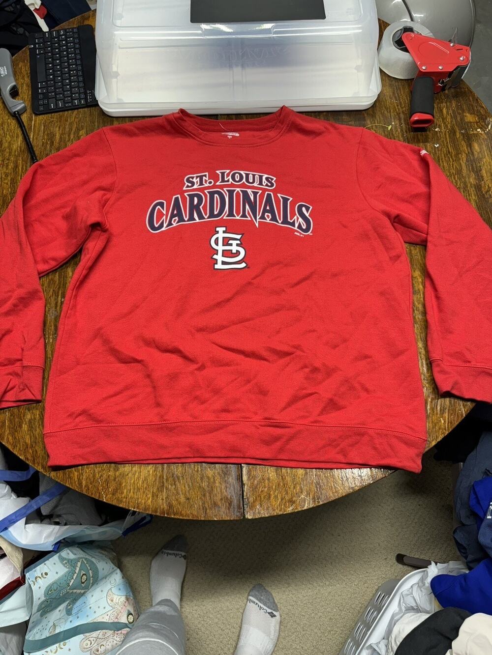 Stitches St Louis Cardinals Crew Neck Fleece Long Sleeve Shirt XL Mlb Red